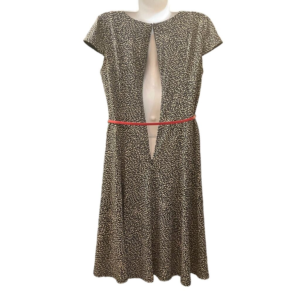 Christopher & Banks Women's Pebble Print Cap Sleeve Dress w Belt | Size 10 - Picture 3 of 10